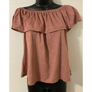 TMG New York Womens Faux Suede Pink Milkmaid Top Size Large Festival Fairy